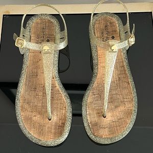 Kate Spade Sparkley Gold Jelly Thong Sandals Size 6